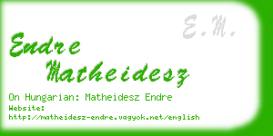 endre matheidesz business card